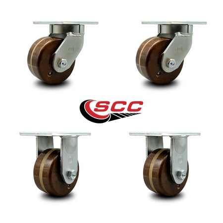 Service Caster 6 Inch Heavy Duty High Temp Phenolic Wheel Caster Swivel 2 Rigid, 4PK SCC-KP92S630-PHRHT-2-R-2